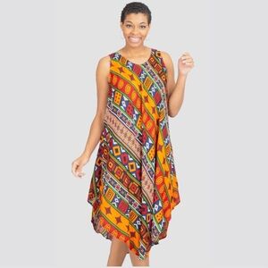 NF Women’s Multi Color Pattern Handkerchief Hem Tunic Sundress Free Size